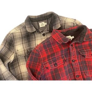 Flint and Tinder Mens Lined Flannel Shackets Cotton Wool Blend Size S LOT OF 2